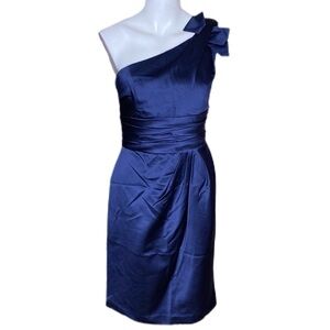 David's Bridal | Dresses | Oneshoulder Georgette Cascade Bridesmaid Dress |  Poshmark